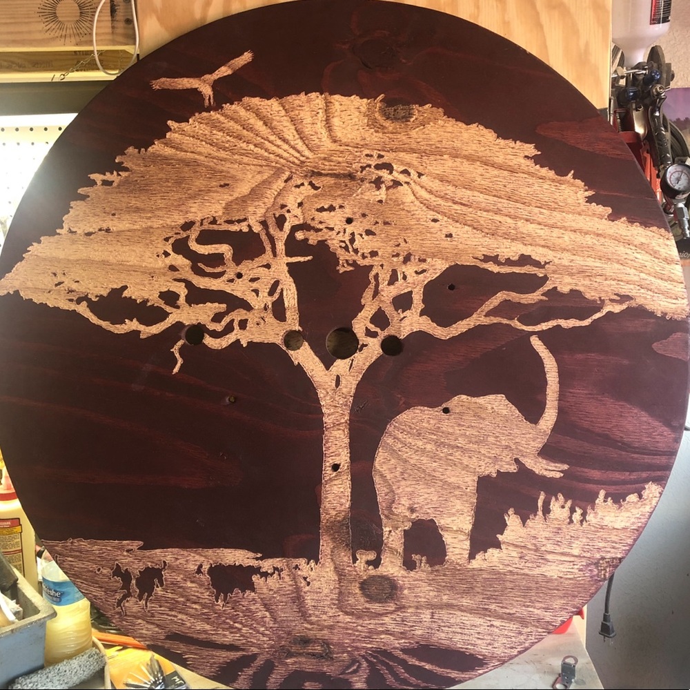 Elephant tree carving